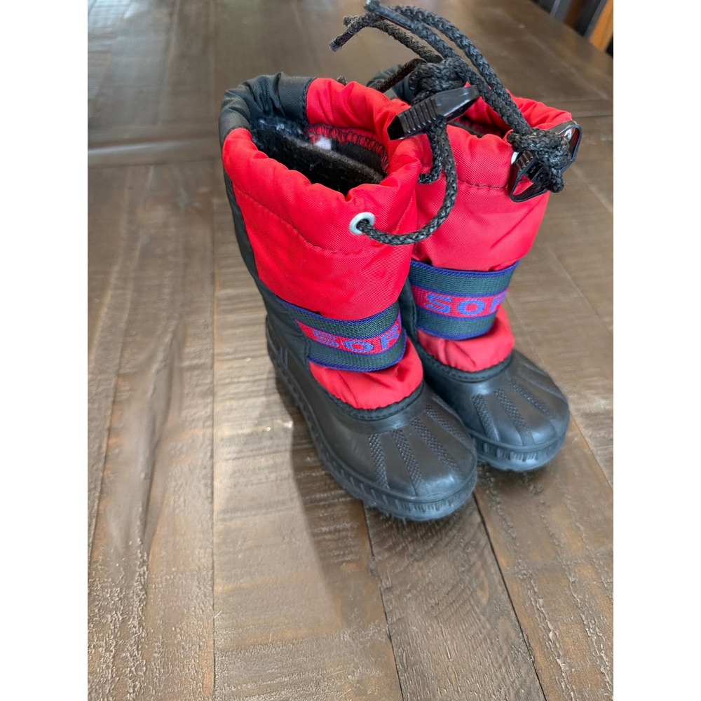 Sorel Winter Boots Toddler 7 Red Black Snow Boots Waterproof Felt Lined